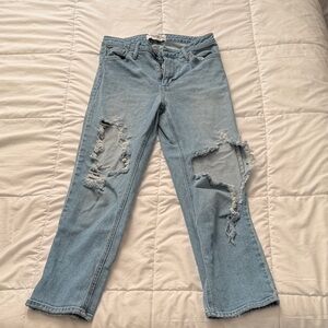 Just Black Light Blue Distressed Straight Leg Jeans